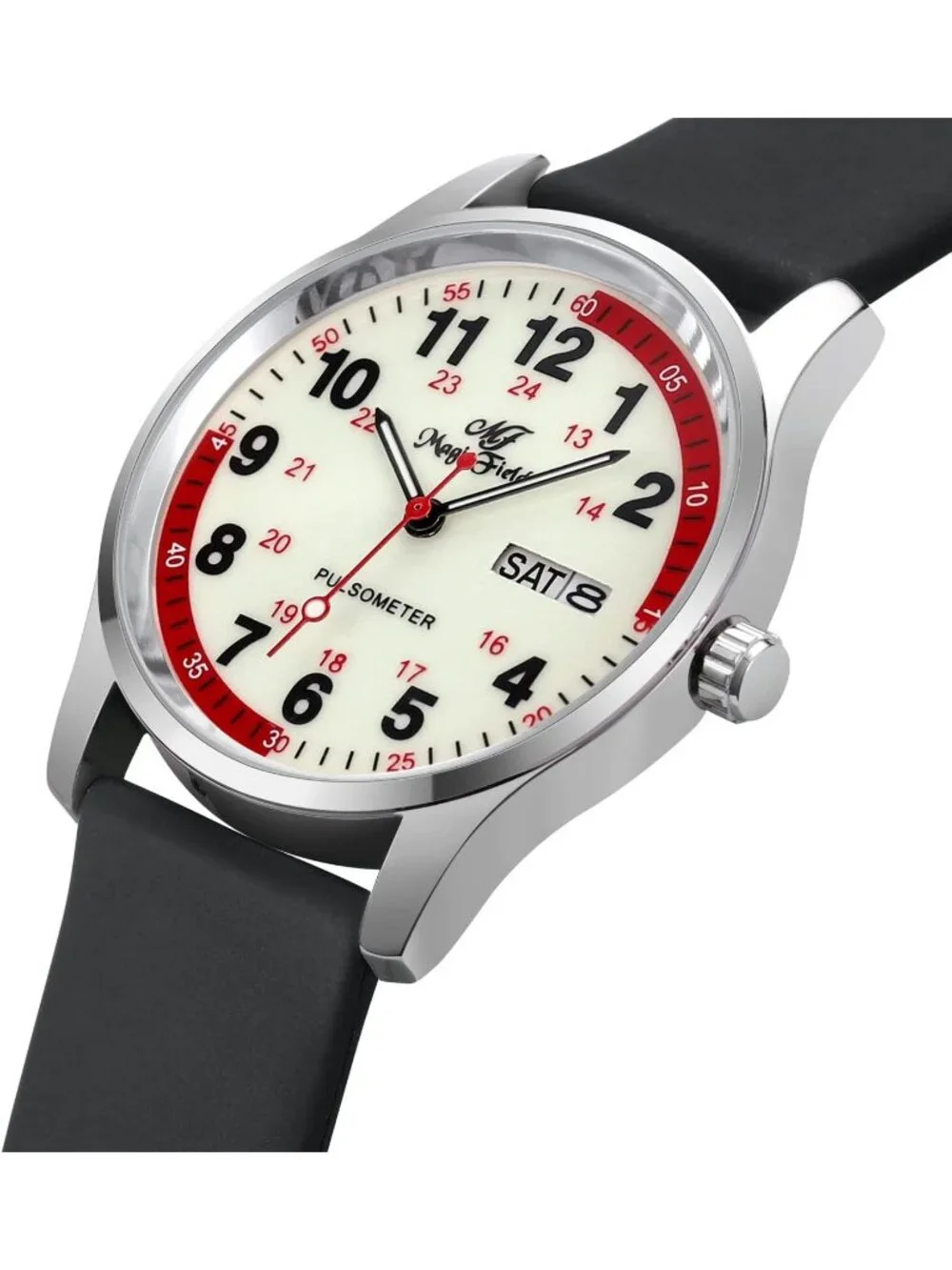 Women's Black Silver Easy to Read Military Time Waterproof Luminous Wrist Watch